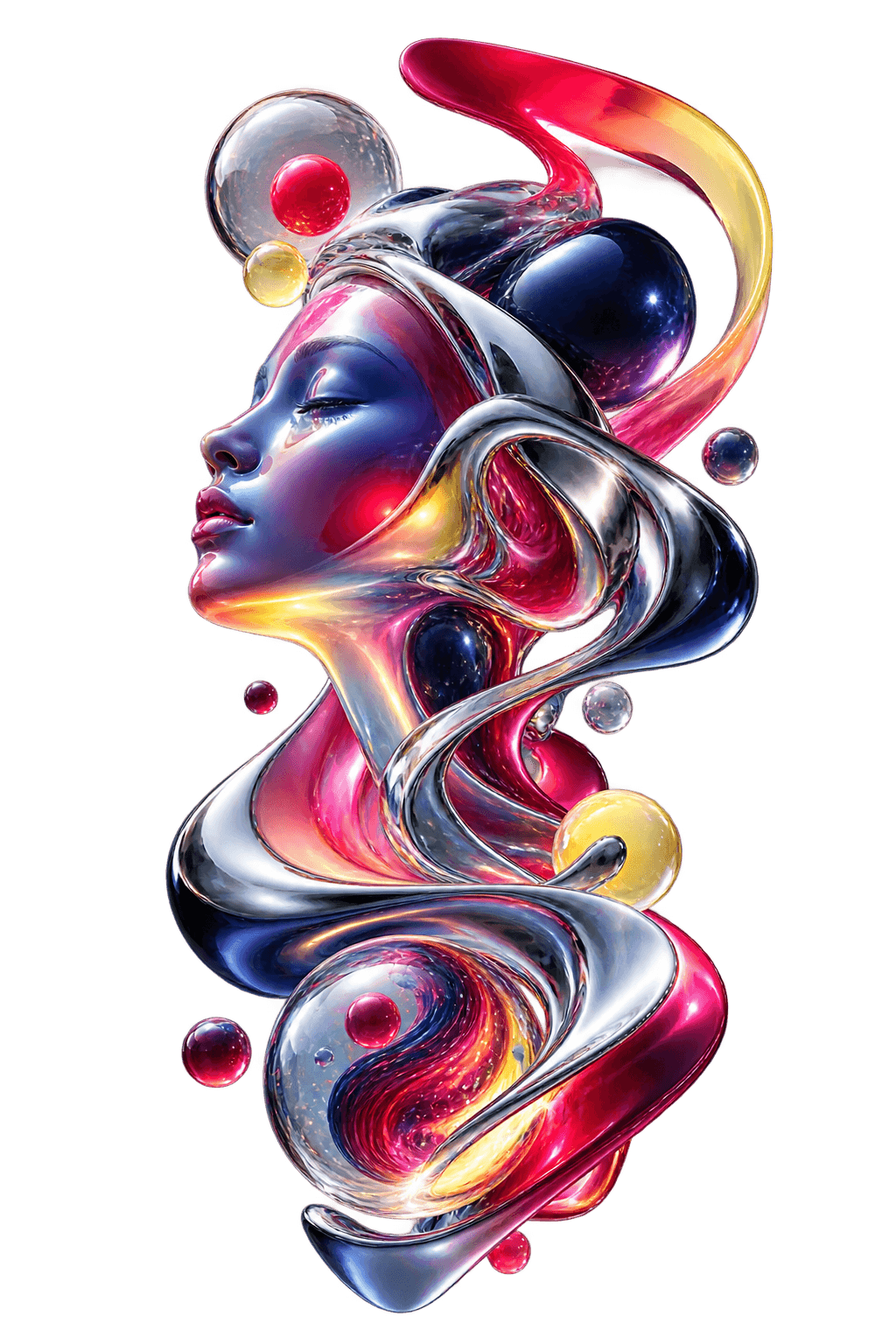 Abstract glossy AI sculpture